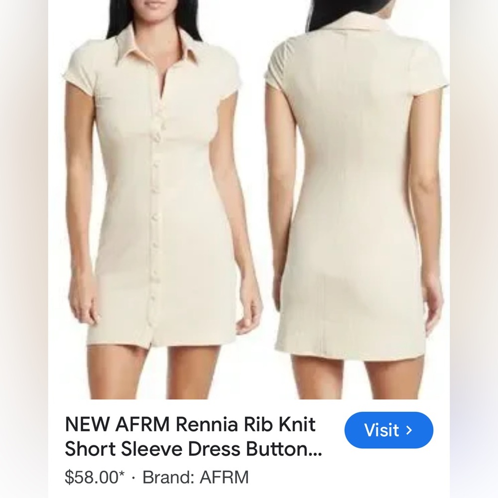 AFRM *BRIGHT WHITE ~Rib Knit Dress